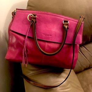 Tignanello Fuchsia Large Satchel Double Handle with Shoulder Strap in Dust Cover